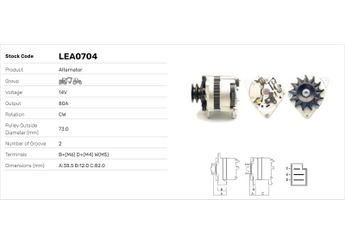 Alternatör  LUCAS ELEKTRIK LEA0704  3821974M91 3821974M92 3821975M91 82036252 4279540M93