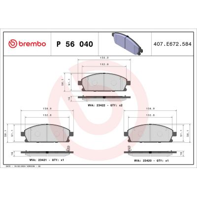 Fren Disk Balata Ön BREMBO P 56 040