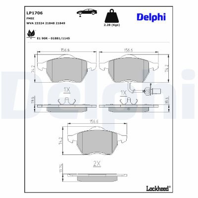 Fren Disk Balata Ön Volkswagen Sharan (7M6/7M9)(04.2000->2010)  DELPHI LP1706