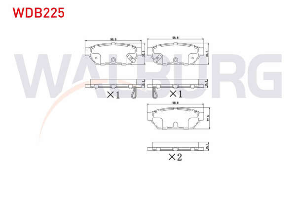 Fren Disk Balata Arka Mitsubishi Colt (CA0A)(1992->)  WALBURG WDB225