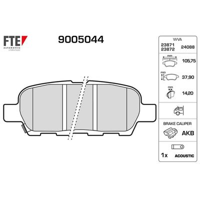 Fren Disk Balata Arka Nissan X-Trail (T30)(06.2001->)  FTE 9005044