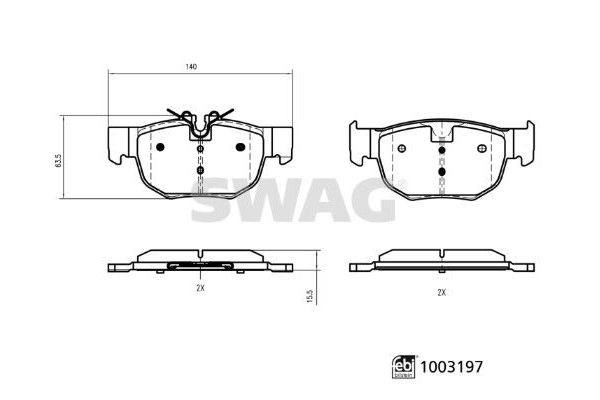 Fren Disk Balata Arka Land Rover Range Rover Velar (03.2017->)  SWAG 33 11 4319