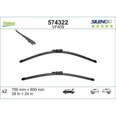 Silecek Süpürgesi Ön Muz Tip 700/600 mm - 28/24 inç Citroen C4 5 Kapı (06.2004->)  VALEO 574322