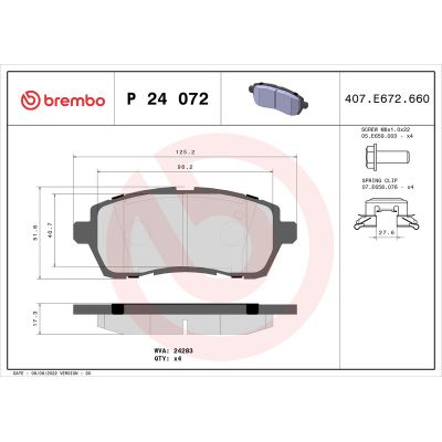 Fren Disk Balata Ön Ford Fiesta (CB1)(2008->)  BREMBO P 24 072