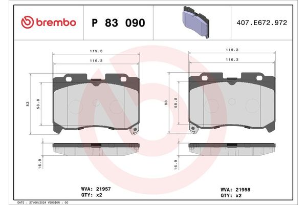 Fren Disk Balata Ön BREMBO P 83 090
