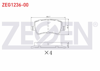 Fren Disk Balata Arka ZEGEN ZEG1236-00  6G912M008FD 1752093 1426143 1426144 1439866 1459450 1503969 1566233 6G912M008FA 6G912M008FB 6G912M008FC 6G91-2M008-FC 6G91-2M008-FD ME6G9J2M008FA ME6G9J 2M008-FA LR027129 LR043285 LR043714 LR134695 30671574 30671575 30742491 30742516 30794554 30794555 31317482 306715750 31317483