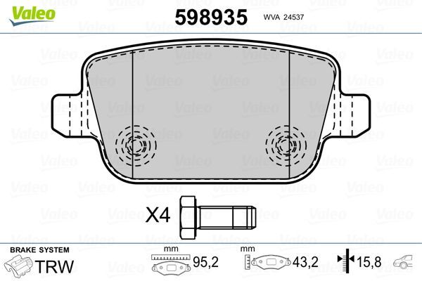 Fren Disk Balata Arka Ford Galaxy (CA1)(2006->)  VALEO 598935