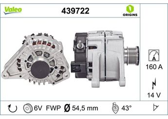 Alternatör  VALEO 439722  4801827AA 4801 827AA K04801827AA