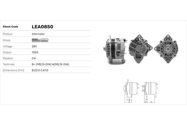 Alternatör  LUCAS ELEKTRIK LEA0850