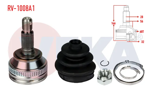 Aks Kafası Ön Dış Sağ veya Sol Land Rover Freelander 1 (LN)(01.1998->)  VEKA RV-1008A1