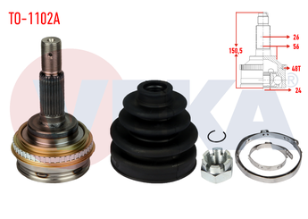 Aks Kafası Ön Dış Sağ veya Sol VEKA TO-1102A  4341012040 4341012070 4341012090 4341012100 4341012140 4341012141 4342012151 4342012310 4342020221 4342020241 4342032122 4342042020 43410-12040 43410-12070 43410-12090 43410-12100 43410-12140 43410-12141 4341012150 43410-12150 4341012170 43410-12170 4341012171 43410-12171 4341012210 43410-12210