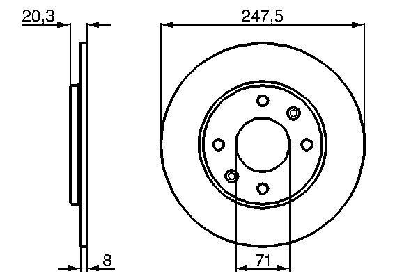 Fren Disk Ayna Arka Sağ ve Sol Peugeot 205 (02.1983->)  BOSCH 0 986 478 371