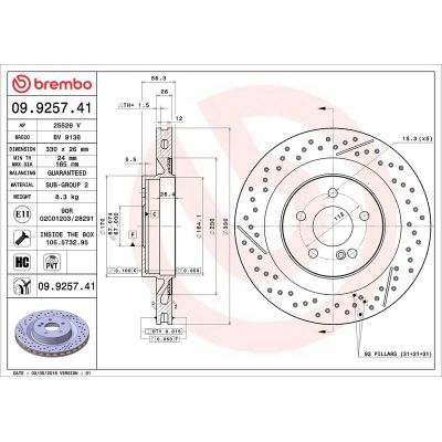 Fren Disk Ayna Arka Sağ ve Sol Mercedes CLK Coupe (BM 209)(03.2002->)  BREMBO 09.9257.41