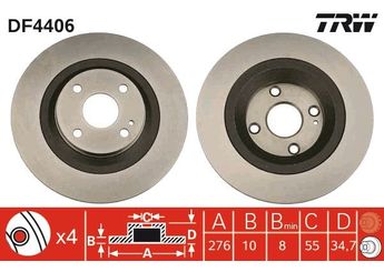 Fren Disk Ayna Arka Sağ ve Sol TRW DF4406  N06Y26251 N06Y26251A N06Y26251B N06Y-26-251 N06Y-26-251A N06Y-26-251B N0YY26251 N0YY-26-251 N0YY26251A N0YY-26-251A N0YY26251B N0YY-26-251B