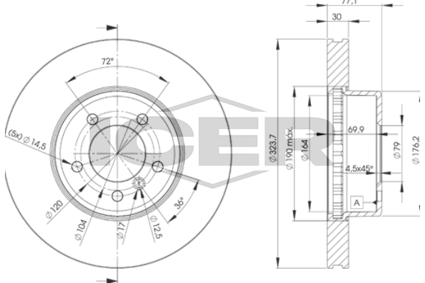 Fren Disk Ayna Ön Sağ ve Sol BMW 6 Serisi Coupe (E63)(2003->)  OTOZONE BD6002