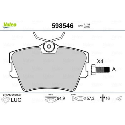 Fren Disk Balata Arka Renault Trafic P.Van (04.2001->)  VALEO 598546