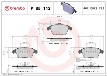 Fren Disk Balata Ön BREMBO P 85 112  5N0698151 5N0598151C 5N0698151A 5N0698151B 5N0698151C 7N0698151 JZW698151S 8UD698151 L5ND698151A L8UD698151 A500000071 5N0698151D JZW698302BC 5ND698151A 5ND698151