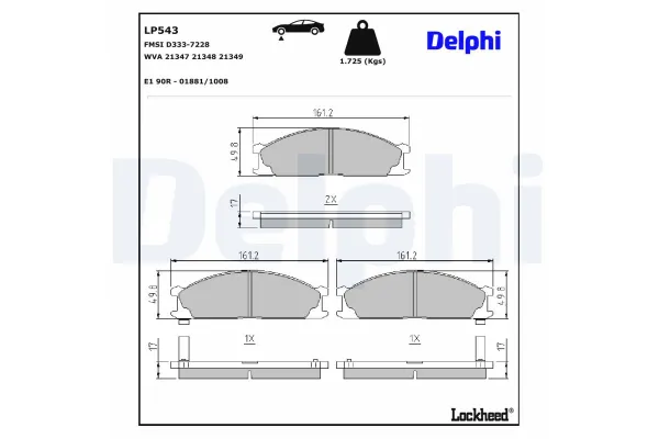 Fren Disk Balata Ön Nissan Laurel (JC32)(01.1986->)  DELPHI LP543