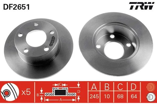 Fren Disk Ayna Arka Sağ ve Sol Audi A6 Sedan (C4)(06.1994->)  WALBURG WBD1293C