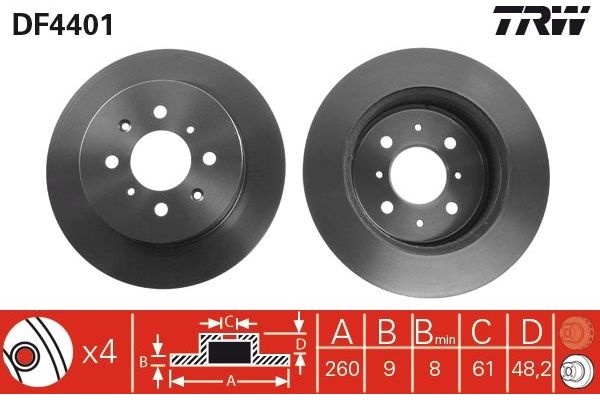 Fren Disk Ayna Arka Sağ ve Sol Honda Civic Hybrid IMA Sedan (ES)(01.2004->)  WALBURG WBD1081