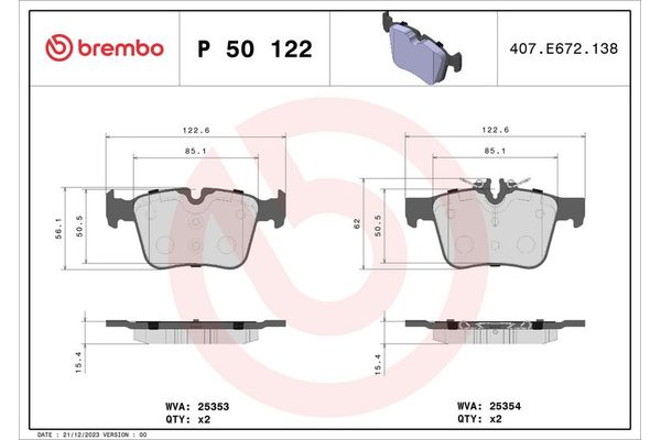 Fren Disk Balata Arka BREMBO P 50 122