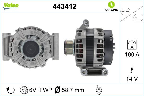 Alternatör  Peugeot Boxer (330/333/335/435) P.Van (H2) Aks:3450mm (2007->)  VALEO 443412