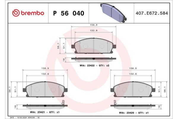 Fren Disk Balata Ön BREMBO P 56 040