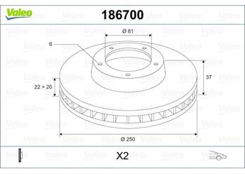 Fren Disk Ayna Ön Sağ ve Sol VALEO 186700  4020601G00 4020601G01 40206-01G01 4020601G03 40206-01G03 4020603N00 40206-03N00 4020603N01 40206-03N01