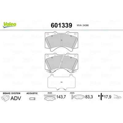 Fren Disk Balata Ön Toyota Land Cruiser 200 (J20)(2008->)  VALEO 601339