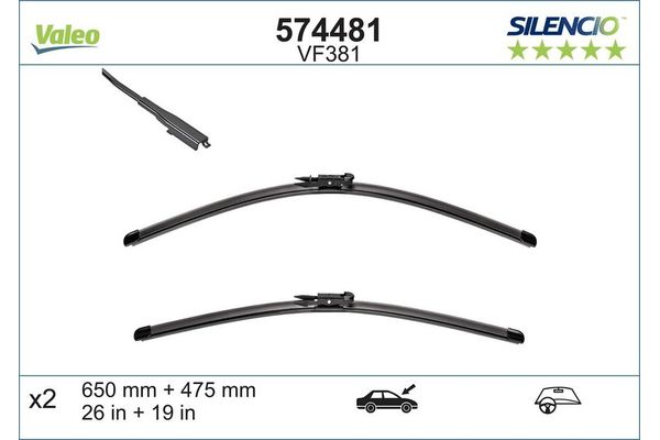 Silecek Süpürgesi Ön  650/480 mm - 26/19 inç Mercedes B -Serisi (BM 242)(12.2012->)  VALEO 574481