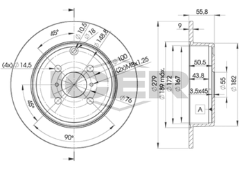 Fren Disk Ayna Arka Sağ ve Sol MGA 50256  4243102080 42431-02080 4243102081 42431-02081 4243102082 42431-02082