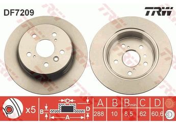 Fren Disk Ayna Arka Sağ ve Sol TRW DF7209  4243133080 4243133140 4243148010 42431-33080 42431-33140 42431-48010 4243148020 42431-48020