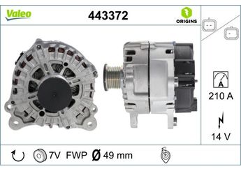 Alternatör  VALEO 443372  8200404465 8200571531 8200654785 A004TJ0281 A004TJ0282 A004TJ0282ZE 231004470R 7711368888 8200960536