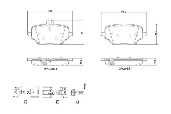 Fren Disk Balata Arka Mercedes GLE -Serisi (BM167)(10.2018->)  BREMBO P 50 162