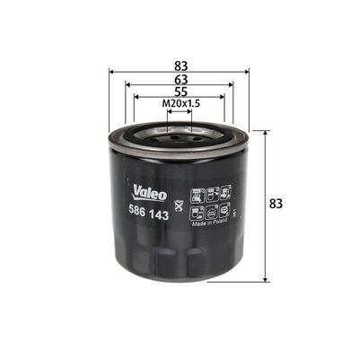 Yağ Filtresi  Kia Sportage (SL)(2010->)  VALEO 586143