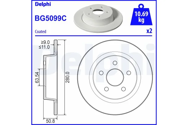 Fren Disk Ayna Arka Sağ ve Sol Ford Transit Connect (CHC)(2013->)  DELPHI BG5099C