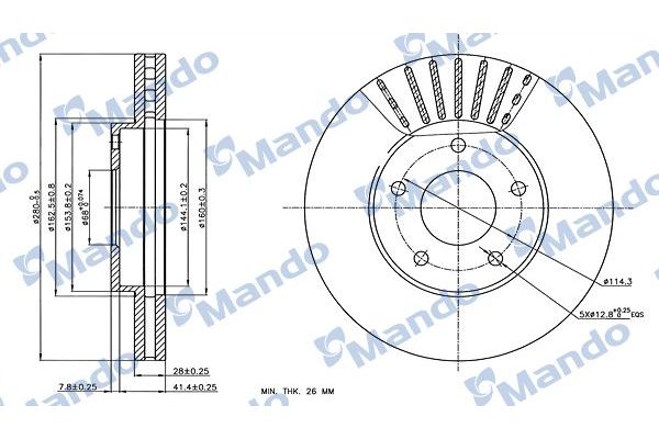 Fren Disk Ayna Ön Sağ ve Sol Nissan Maxima QX (CA33)(01.2000->)  MANDO MBC035156