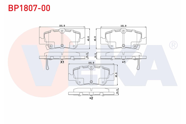 Fren Disk Balata Arka Toyota Auris / Auris Hybrid (E18)(10.2012->)  VEKA BP1807-00