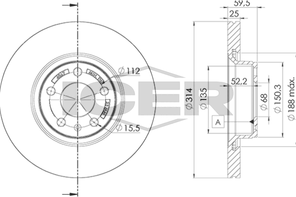 Fren Disk Ayna Ön Sağ ve Sol Audi A6 Sedan (4F2)(03.2004->)  OTOZONE BD7030