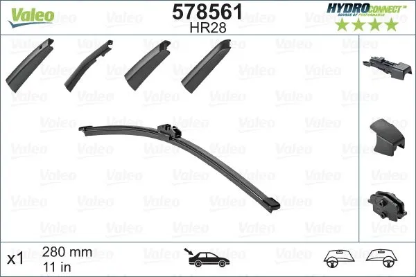 Silecek Süpürgesi Arka  280 mm - 11 inç Volkswagen Golf VII (BQ1/BE2)(01.2017->)  VALEO 578561