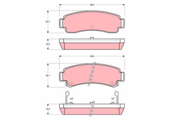 Fren Disk Balata Arka TRW GDB1014  GDB1014 4406050A86 44060-50A86 4406058Y85 44060-58Y85 4406058Y86 44060-58Y86