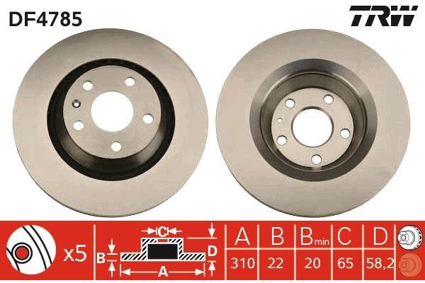 Fren Disk Ayna Arka Sağ ve Sol Audi TT Coupe/Roadster (8J3/8J9)(09.2006->)  TRW DF4785