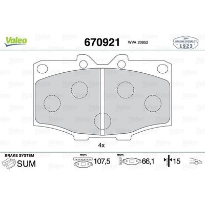 Fren Disk Balata Ön Toyota Land Cruiser (J7)(1982->)  VALEO 670921