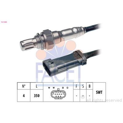 Oksijen (Lambda) Sensörü  Renault Laguna (B56)(04.1998->)  FACET 10.7280