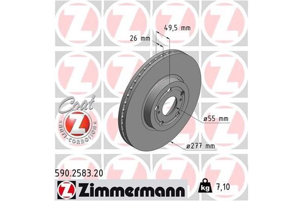 Fren Disk Ayna Ön Sağ ve Sol Toyota Avensis (T25)(2003->)  ZIMMERMANN 590.2583.20