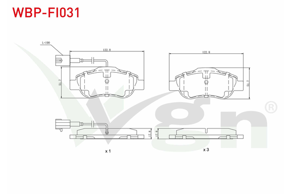Fren Disk Balata Ön Alfa Romeo MiTo (145)(2008->)  WGN WBP-FI031