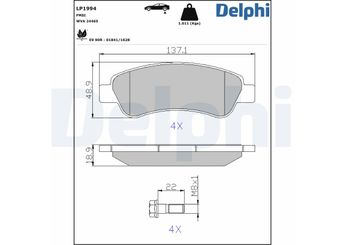 Fren Disk Balata Arka DELPHI LP1994  LP1994 1611140880 1611457480 1617265080 425359 4253.59 425360 4253.60 425469 4254.69 E172302 6001073129 71770028 71773149 77363928 77364016 1673603380