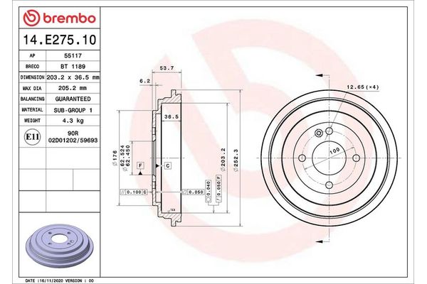 Kampana Arka Sağ veya Sol BREMBO 14.E275.10