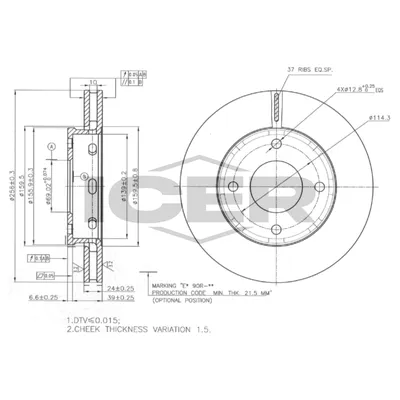 Fren Disk Ayna Ön Sağ ve Sol Mitsubishi Colt 5 Kapı (Z30)(2008->)  EUROREPAR 1642758080