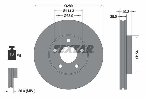 Fren Disk Ayna Ön Sağ ve Sol Nissan X-Trail (T30)(06.2001->)  OTOZONE BD9075